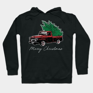 Merry Christmas Retro Vintage Red Truck Hoodie